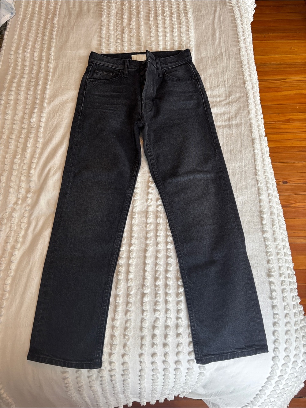 MOTHER Black Straight-Leg Jeans